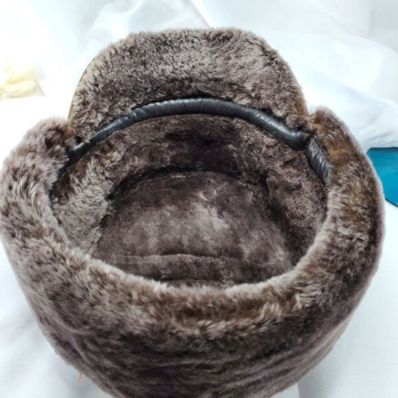 Ricardo BH Brown Leather Aviator Hat With Faux Fur Lining Elmer Fudd Ear flaps - Picture 13 of 16